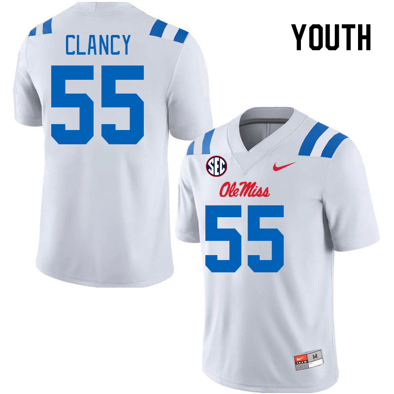 Youth #55 Lakendrick Clancy Ole Miss Rebels 2024 New Uniforms College Football Jerseys Stitched-Whit
